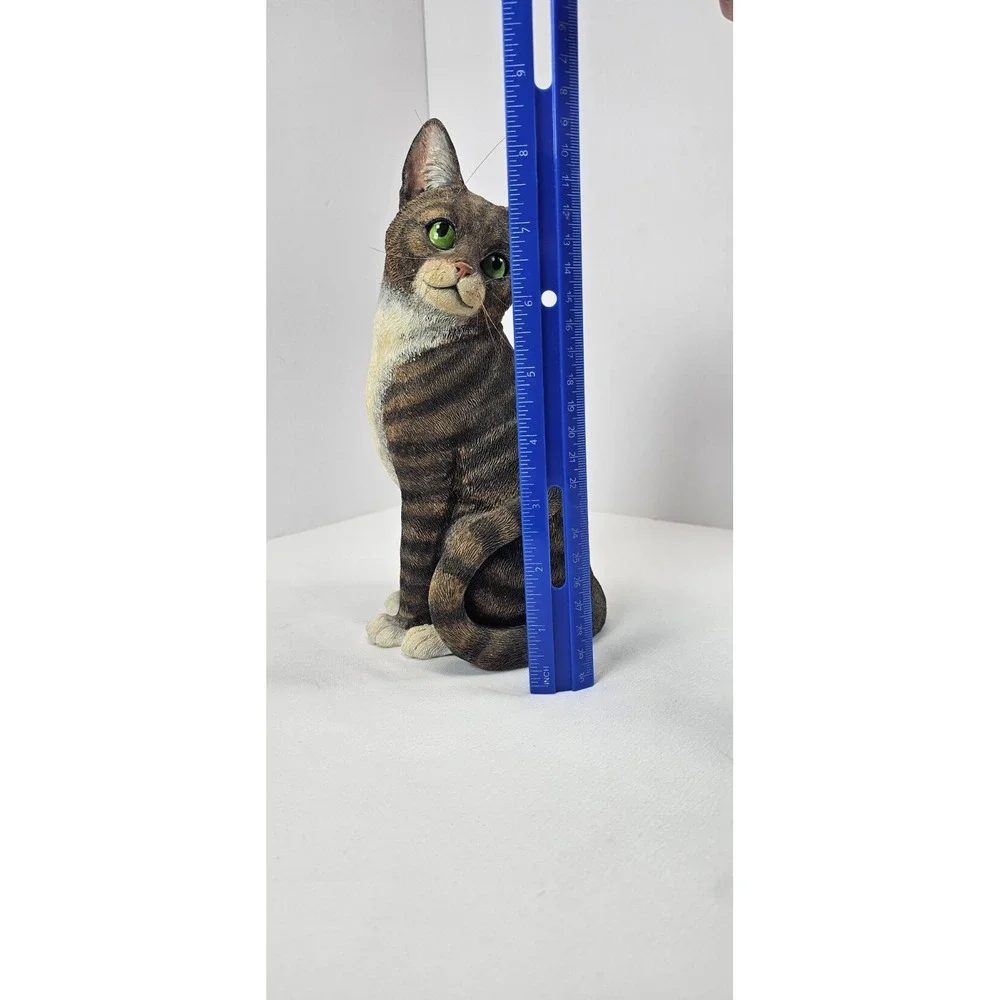 Danbury Mint Purrfect Portrait Tabby Cat Figurine‎ Green Eyes Decor Realistic